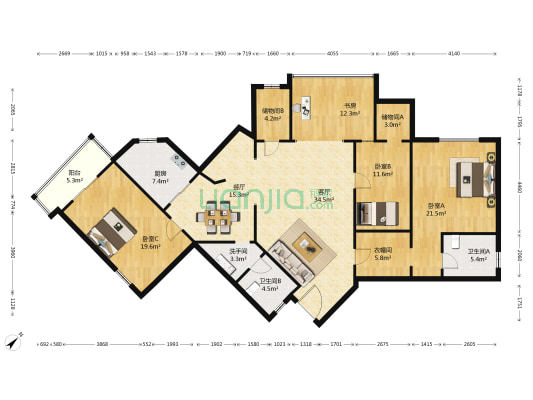 新国光大厦 4室2厅3卫 200平方
