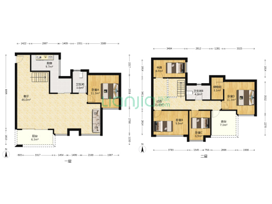 桂芳园五期 5室1厅2卫 158平方