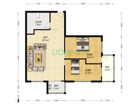 庆云小区 2室1厅1卫 109平方