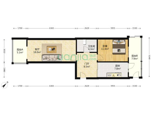 江城之珠 1室1厅1卫 82平方