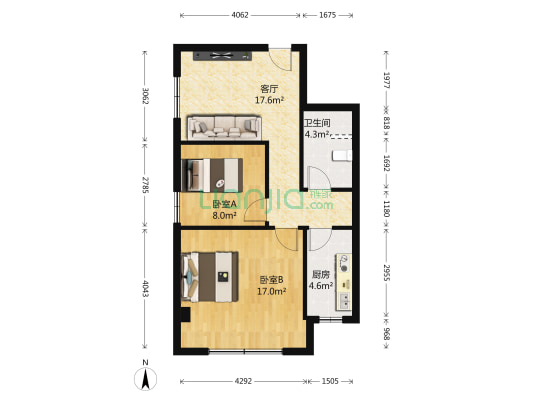 甲六院 2室1厅1卫 84平方