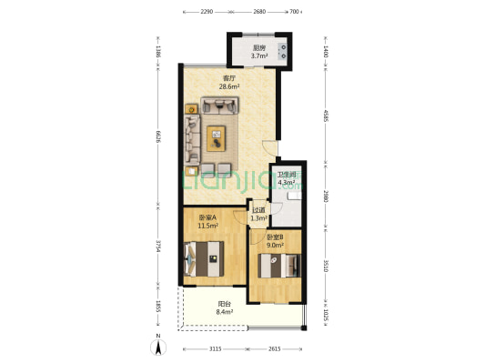 东特新居 2室1厅1卫 79平方
