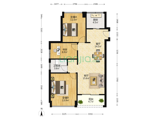 绿城乌镇兰园 3室2厅1卫 95平方