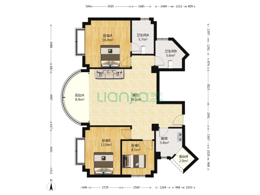 宏恩康城 3室1厅2卫 140平方