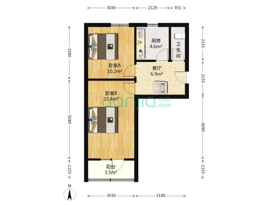 金钟里 2室1厅1卫 61平方