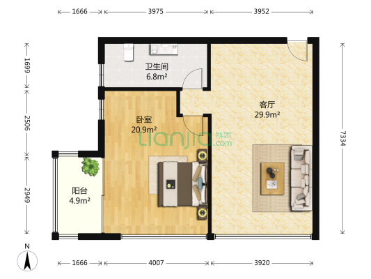 福瀛大厦 1室1厅1卫 88平方