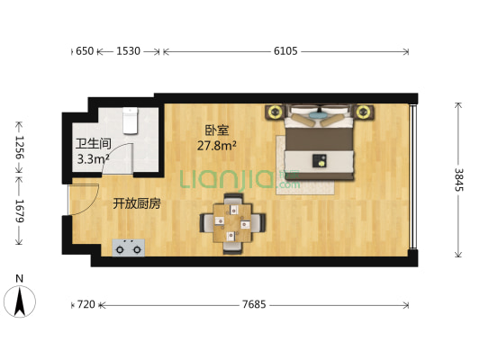 中澳广场 1室0厅1卫 38平方
