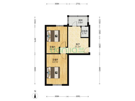 山上街小区 2室1厅1卫 50平方