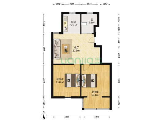 景庭水岸 2室1厅1卫 81平方