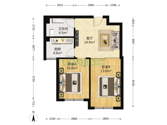 伟桥金北嘉园 2室1厅1卫 63平方