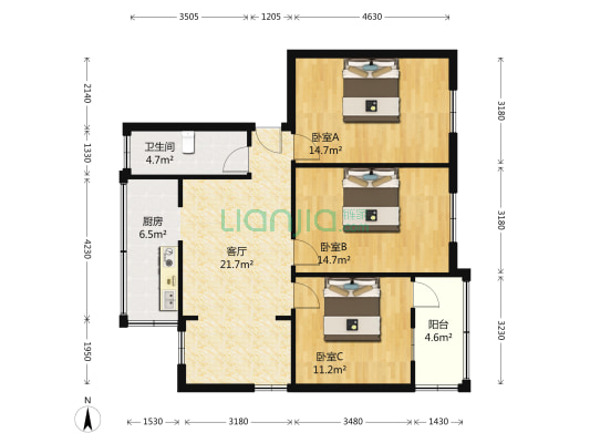 树藩大街395号 3室1厅1卫 87平方