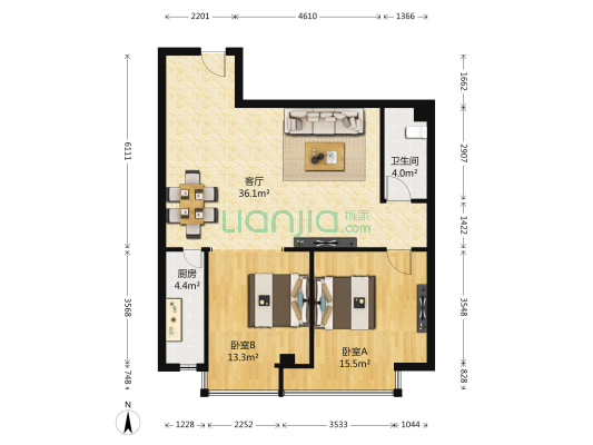 恒泰国际 2室1厅1卫 113平方