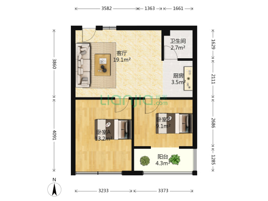 滨港花城 2室1厅1卫 61平方