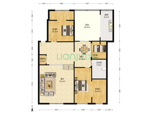 绿园区法院宿舍 3室2厅1卫 160平方