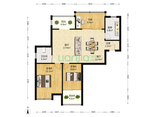 三水湾 3室2厅1卫 111平方