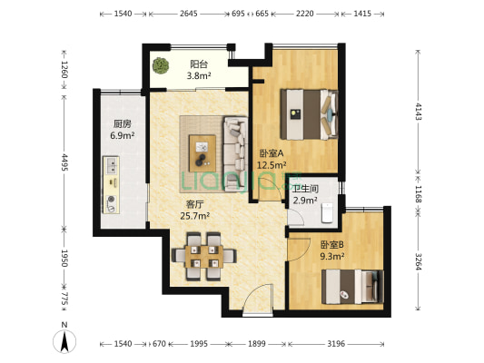 金科天宸壹街区 2室1厅1卫 72平方