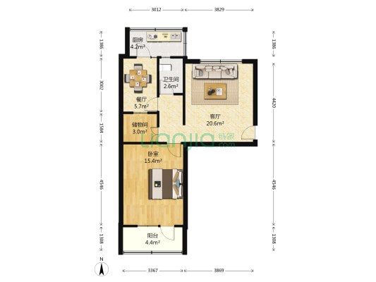 建安里 1室2厅1卫 68平方
