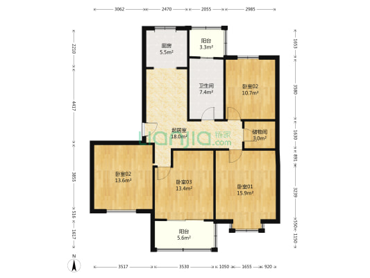 巴黎之春 4室1厅1卫 114平方