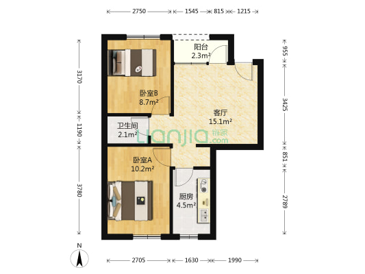 春暖花园 2室1厅1卫 57平方