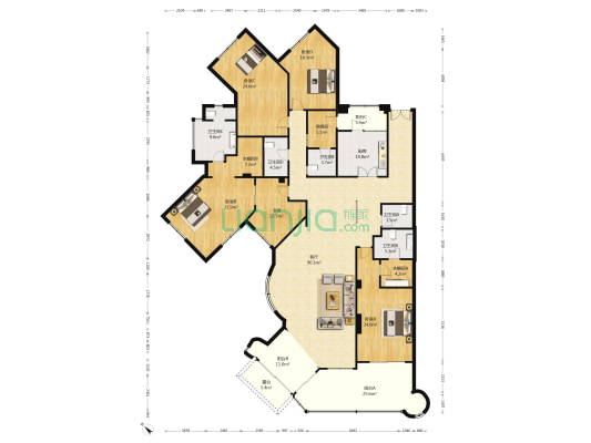 赢海庄园 5室1厅5卫 322平方