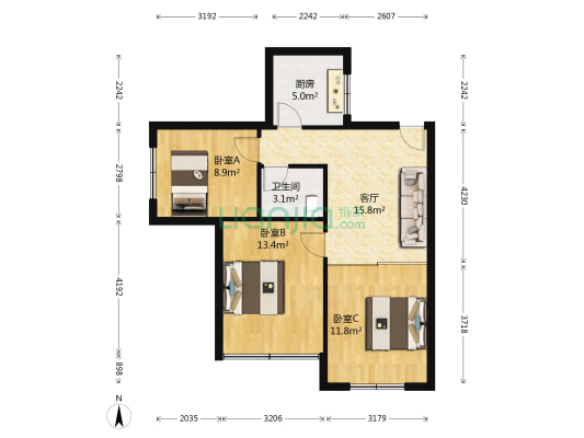 丰盛路 3室1厅1卫 72平方