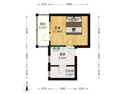 遵义路700号 1室0厅1卫 28平方