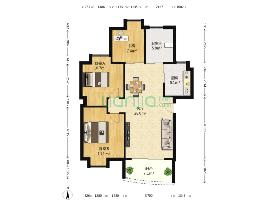 榆园一期 3室1厅1卫 87平方
