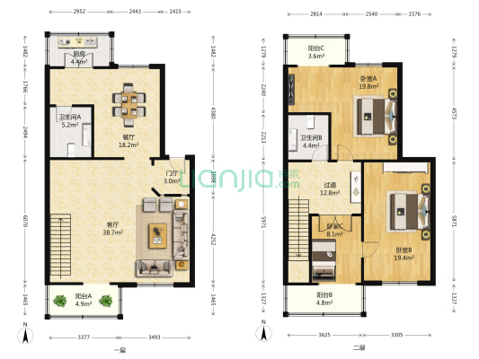 金荣园 3室2厅2卫 192平方