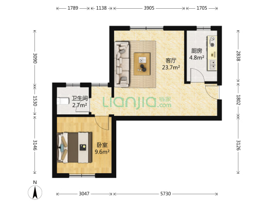东尚观湖 1室1厅1卫 62平方
