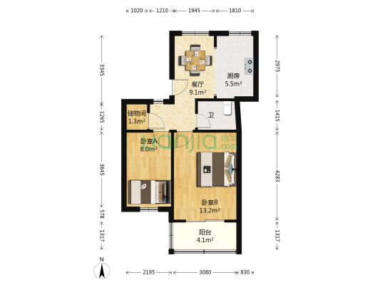珊瑚大楼 2室1厅1卫 57平方