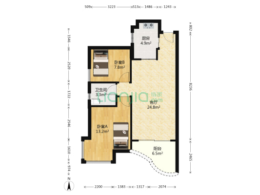 百合星城二期 2室1厅1卫 74平方