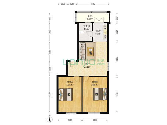 旺嘉园 2室1厅1卫 88平方