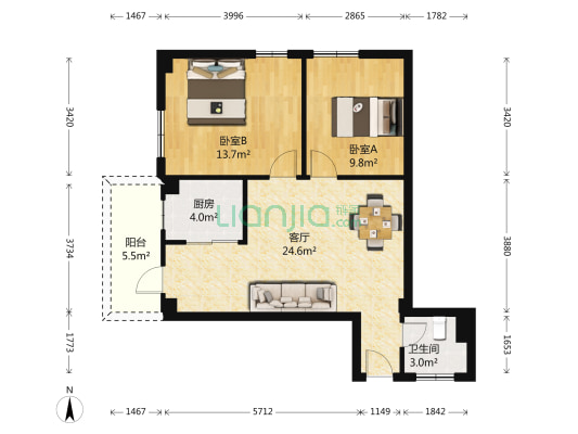 致荔楼 2室1厅1卫 70平方