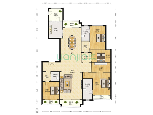 星河湾半岛三号园 4室1厅3卫 252平方