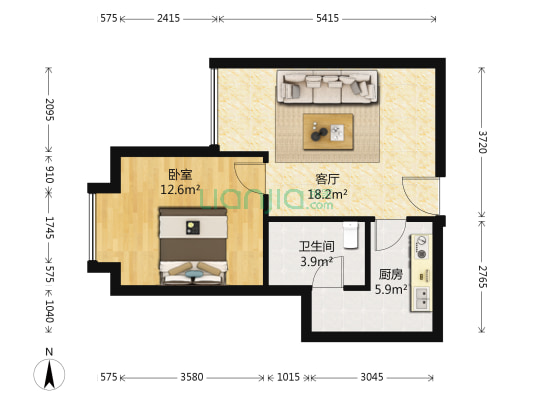 青青雅舍 1室1厅1卫 52平方