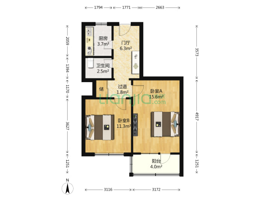 德胜门西大街74号 2室0厅1卫 61平方