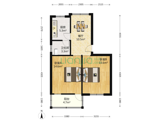 黄鹂社区 2室1厅1卫 64平方