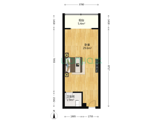 新科商务公寓 1室0厅1卫 51平方