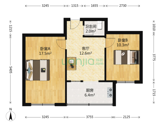 公司街 2室1厅1卫 38平方