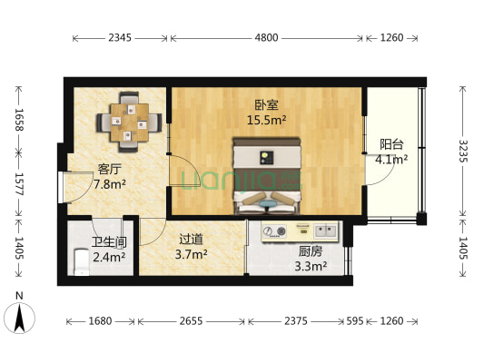 云广新里社区 1室1厅1卫 30平方
