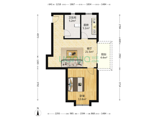 丽泽兰馨苑 1室1厅1卫 61平方