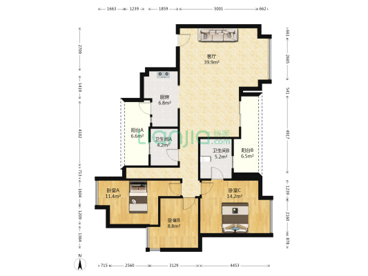 融侨城江云渡 3室1厅2卫 119平方