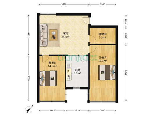 幸福里社区 2室1厅0卫 83平方