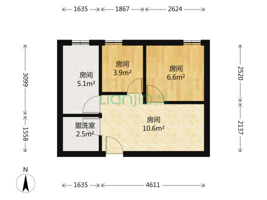 北城华府 2室1厅 东南