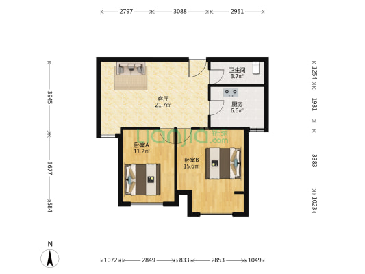 双湖锦苑一期 2室1厅1卫 86平方