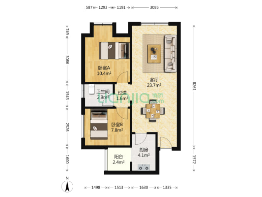 洲际春天广场 2室1厅1卫 66平方