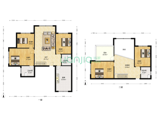 榕筑花园一区 5室1厅3卫 188平方