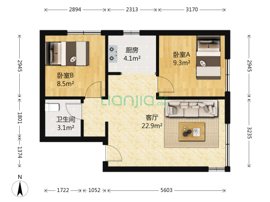郡原小石城六期 2室1厅1卫 56平方