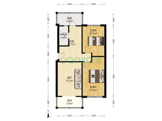 昆明街（独立街） 2室1厅1卫 81平方