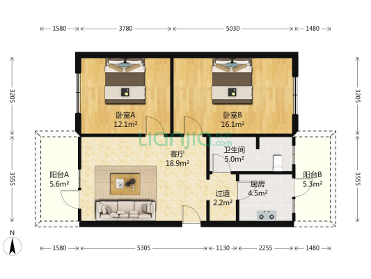 西华门街8号 2室1厅1卫 73平方
